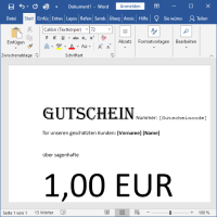 Serienmail Software SuperMailer, Wordvorlage mit Gutscheincode